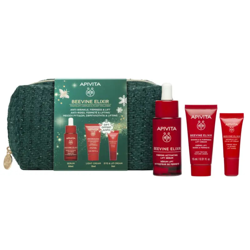 Apivita Cofanetto Beevine Elixir Routine Siero + Omaggi, 30 + 5 + 15 ml