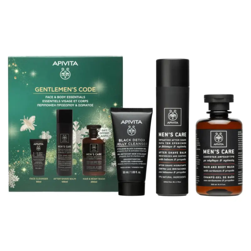 Apivita Cofanetto Mencare Dopobarba + Black Detox + Omaggio, 100 + 50 + 250 ml
