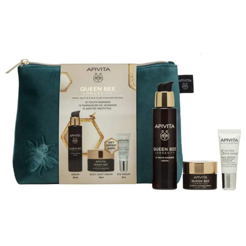 Apivita Cofanetto Queen Bee Longevity Routine Siero + Omaggi, 30 + 10 + 5 ml