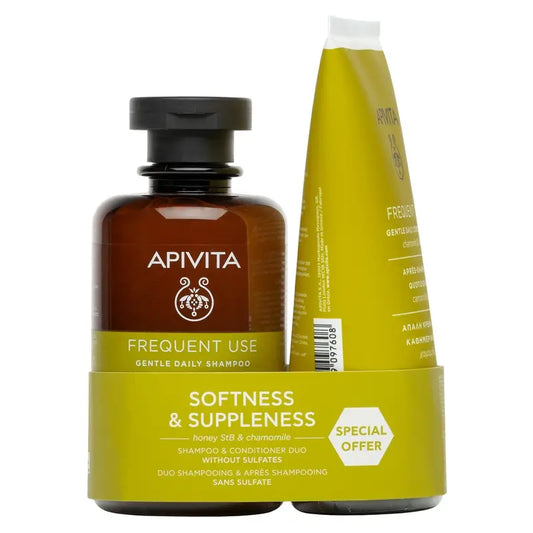Apivita Hair Care Pacchetto Uso Quotidiano Shampoo + Balsamo Delicato , 250 + 150 ml