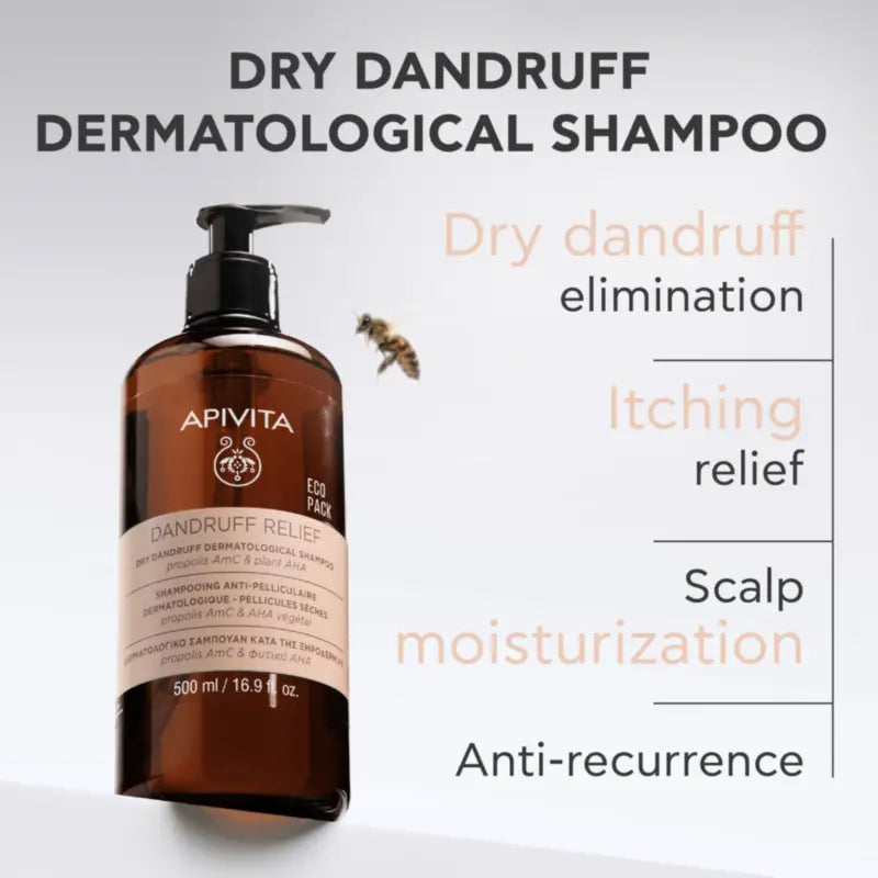 Apivita Ecopack – Shampoo dermatologico per forfora secca, 500 ml