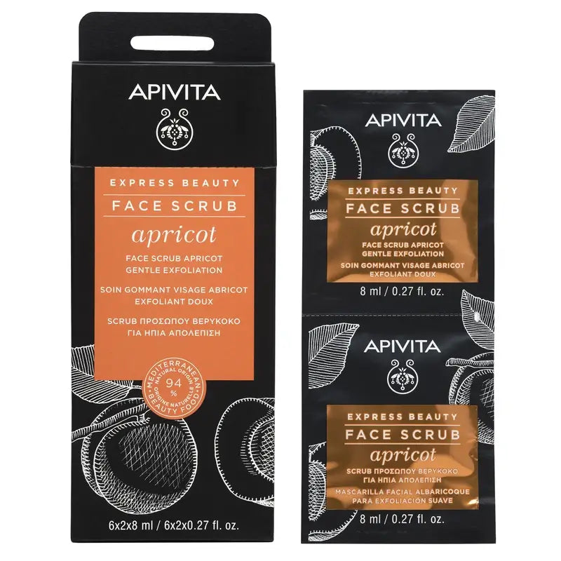 Apivita Express Beauty Scrub esfoliante all'albicocca, 2x8 ml