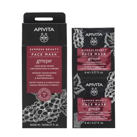 Apivita Express Beauty Maschera viso all'uva - Antirughe, 2x8 ml