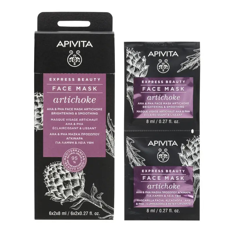 Apivita Express Beauty Maschera illuminante e riestensiva al carciofo , 2x8 ml