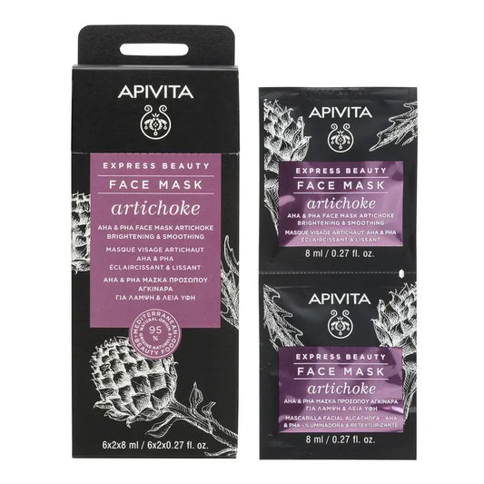 Apivita Express Beauty Maschera illuminante e riestensiva al carciofo , 2x8 ml