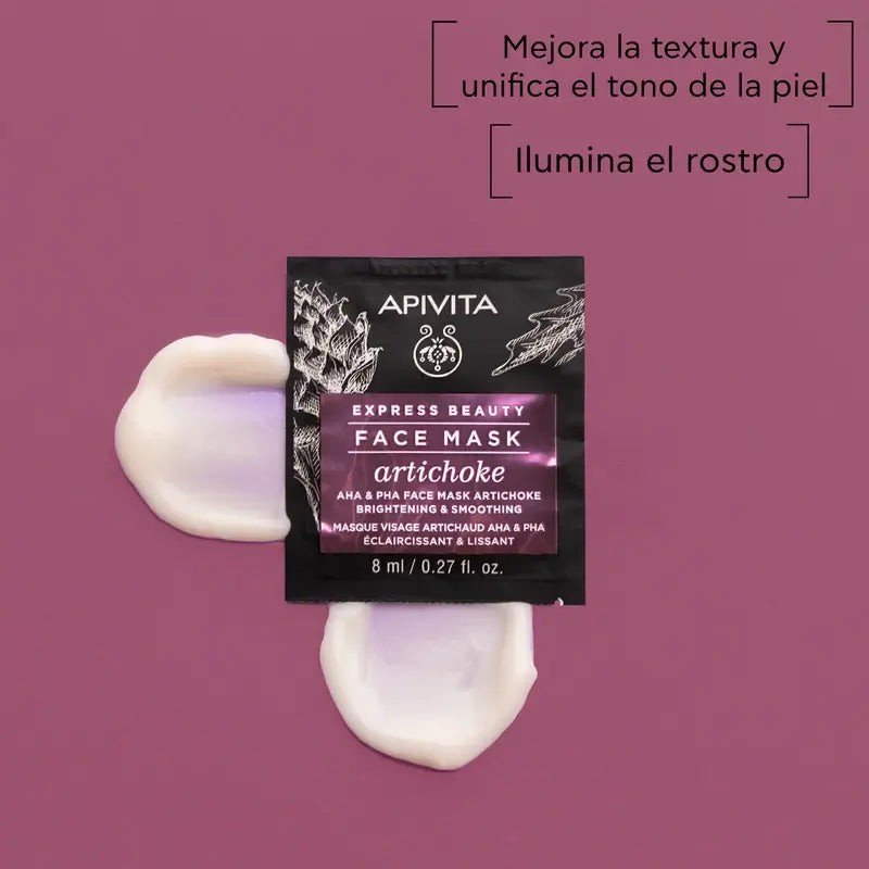 Apivita Express Beauty Maschera illuminante e riestensiva al carciofo , 2x8 ml
