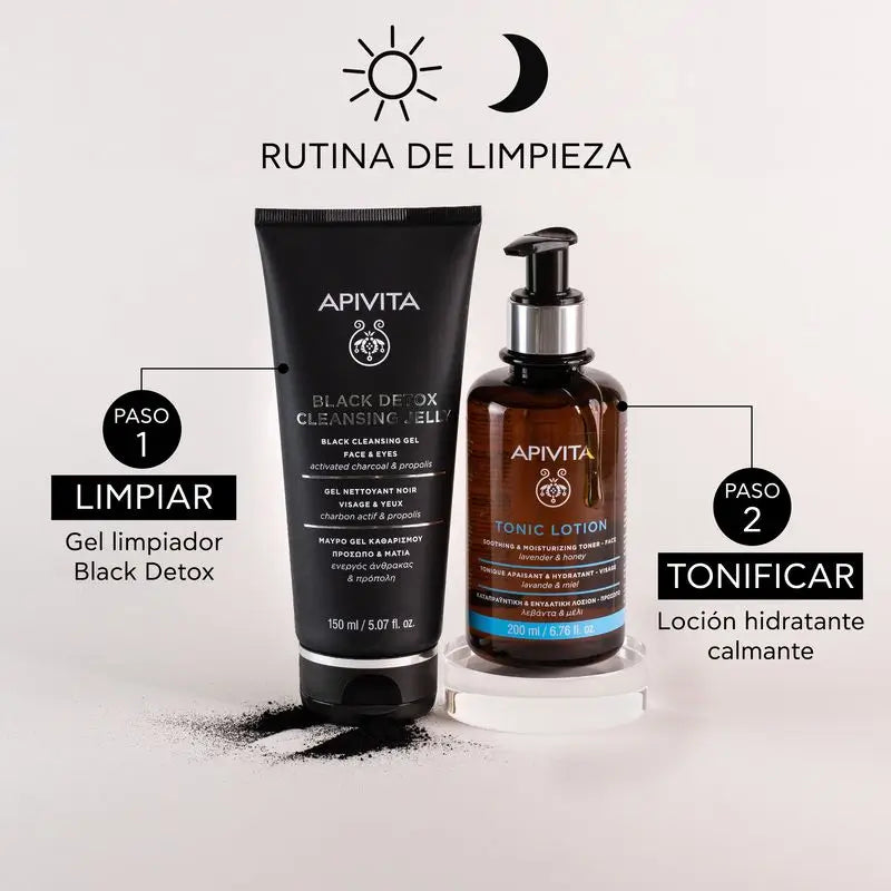 APIVITA Black Detox Cleanser con carbone attivo e propoli 150 ml