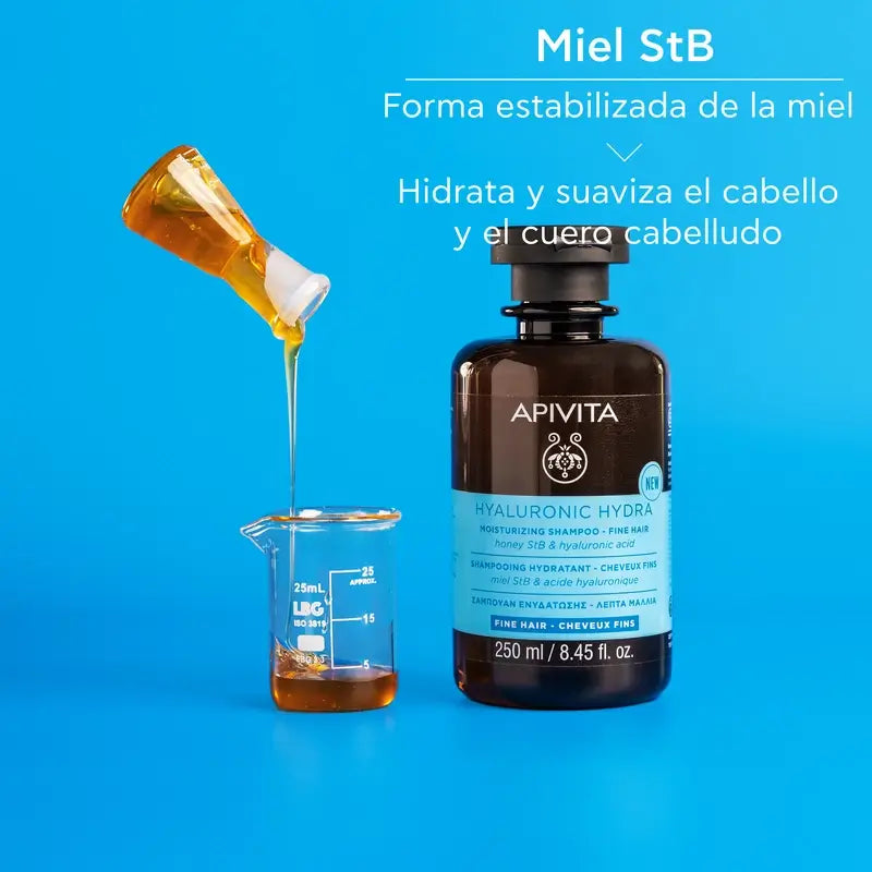 Apivita Hyaluronic Hydra Shampoo idratante capelli fini, 250 Ml