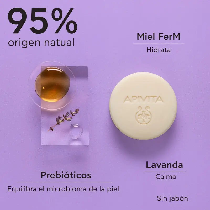 Apivita Detergente e struccante solido per viso e occhi, 80 G