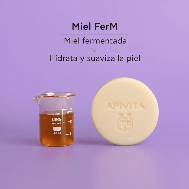 Apivita Detergente e struccante solido per viso e occhi, 80 G