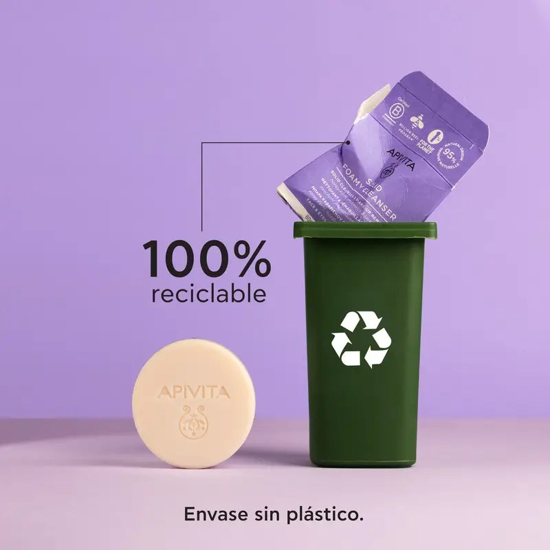 Apivita Detergente e struccante solido per viso e occhi, 80 G