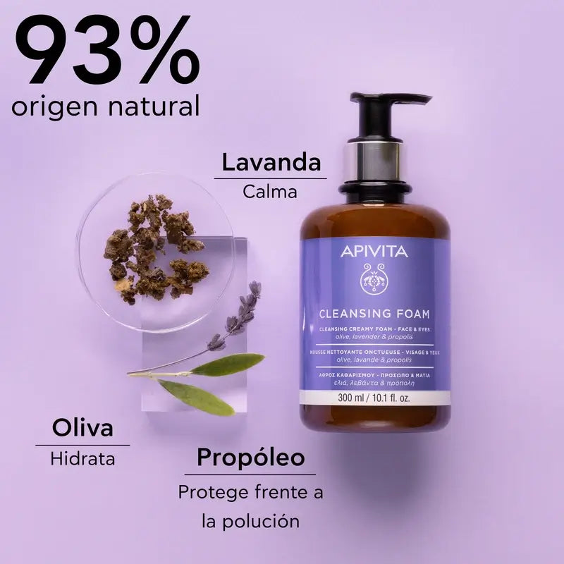 Apivita Facial Cleansing Promotion - Crema detergente schiumogena per viso e occhi, 300ml