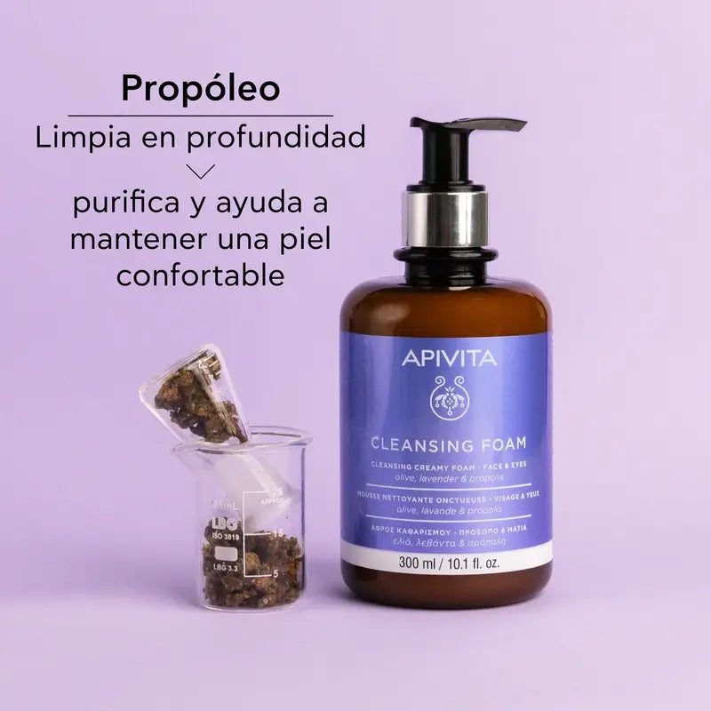 Apivita Facial Cleansing Promotion - Crema detergente schiumogena per viso e occhi, 300ml