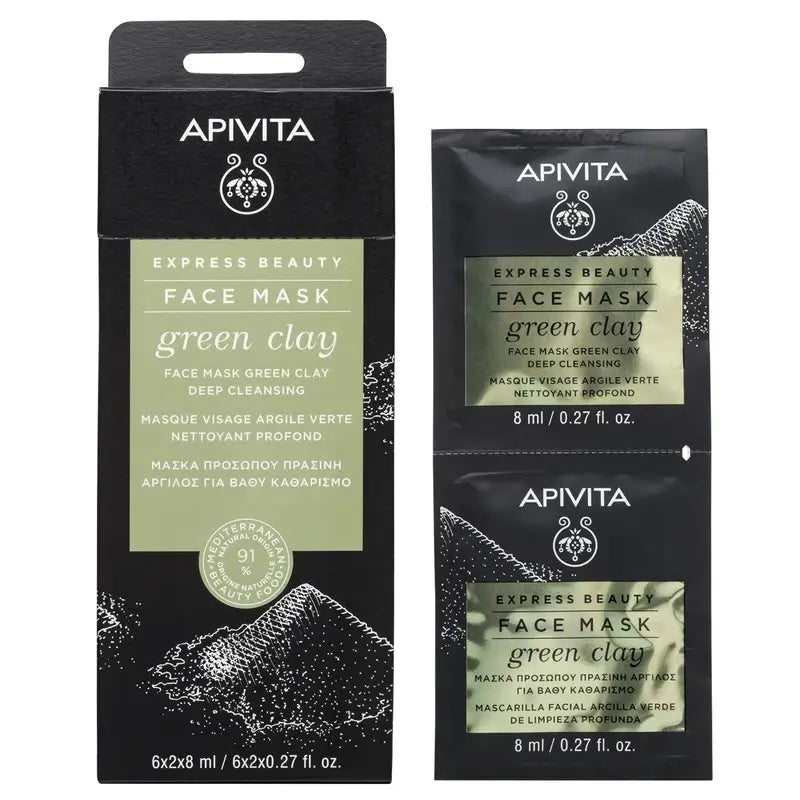 APIVITA Maschera viso di pulizia profonda con argilla verde 2 unità x 8 ml