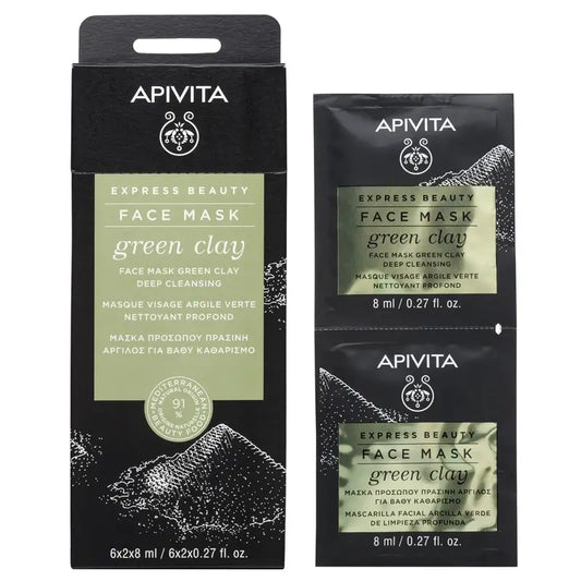 APIVITA Maschera viso di pulizia profonda con argilla verde 2 unità x 8 ml