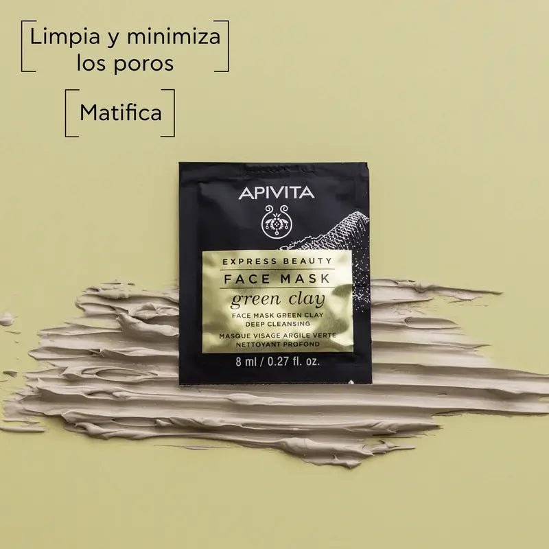 APIVITA Maschera viso di pulizia profonda con argilla verde 2 unità x 8 ml