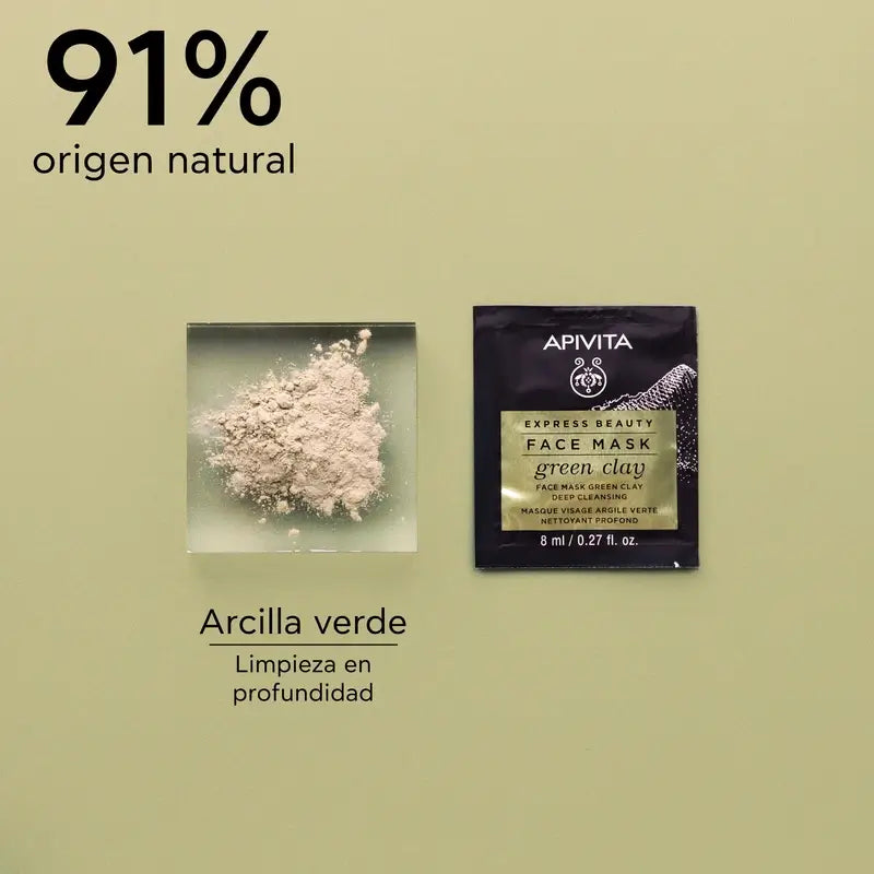 APIVITA Maschera viso di pulizia profonda con argilla verde 2 unità x 8 ml