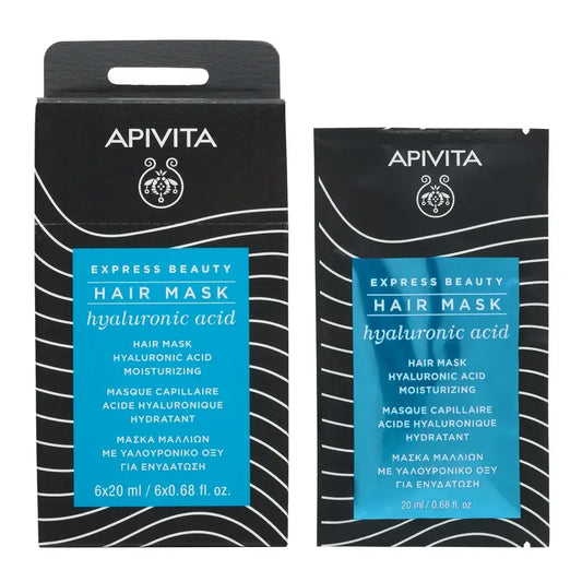 APIVITA Maschera idratante per tutti i tipi di capelli con acido ialuronico e aloe, 20 ml