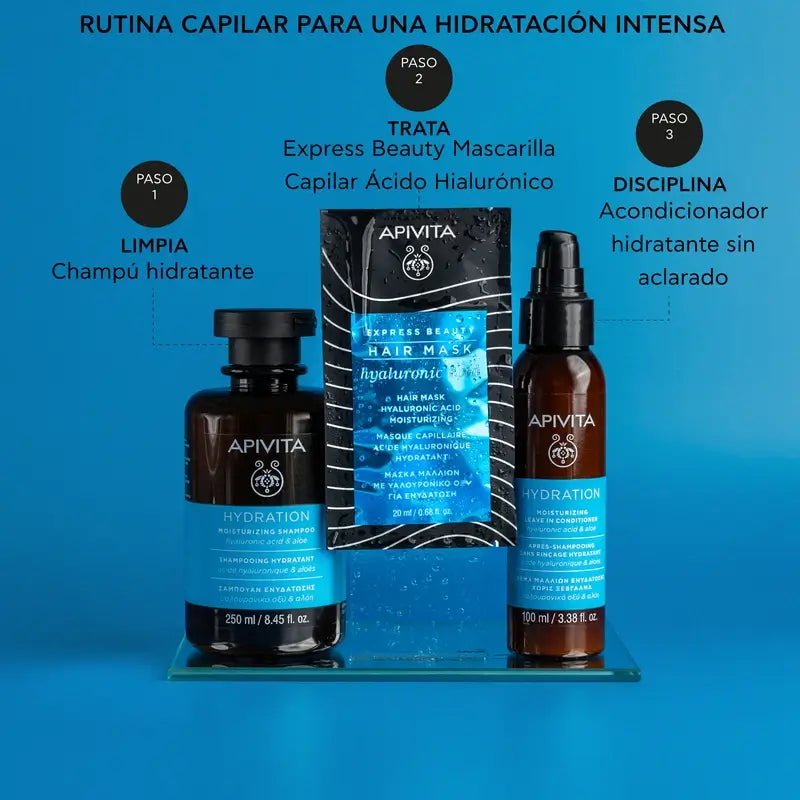 APIVITA Maschera idratante per tutti i tipi di capelli con acido ialuronico e aloe, 20 ml