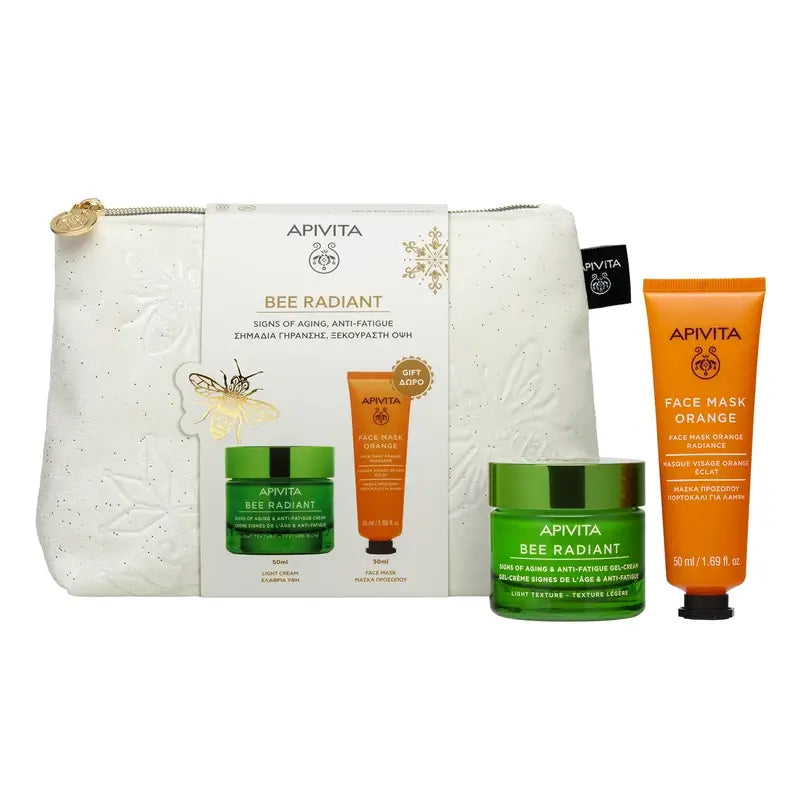 Apivita Promo Bee Radiant Gel-Crema antietà e anti-fatica, 50 ml + Maschera viso all'arancia 50 ml