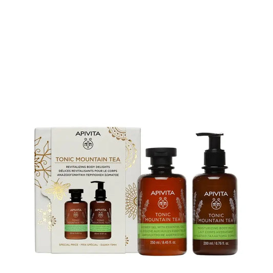 Apivita Promo Gel doccia tonico al tè di montagna, 250 ml + Latte corpo 200 ml