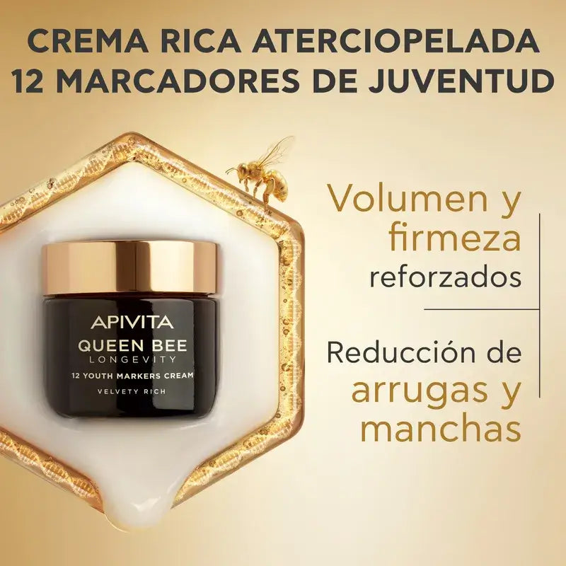 Apivita Queen Bee Crema ricca di longevità 12 marcatori di giovinezza, 50 ml