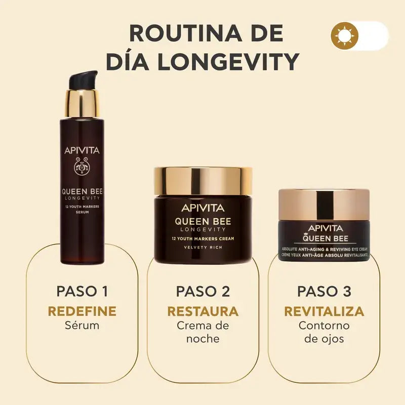 Apivita Queen Bee Crema ricca di longevità 12 marcatori di giovinezza, 50 ml
