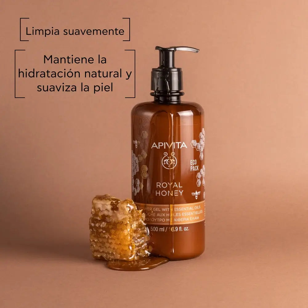 APIVITA Gel doccia cremoso al miele reale con oli essenziali, 500 ml