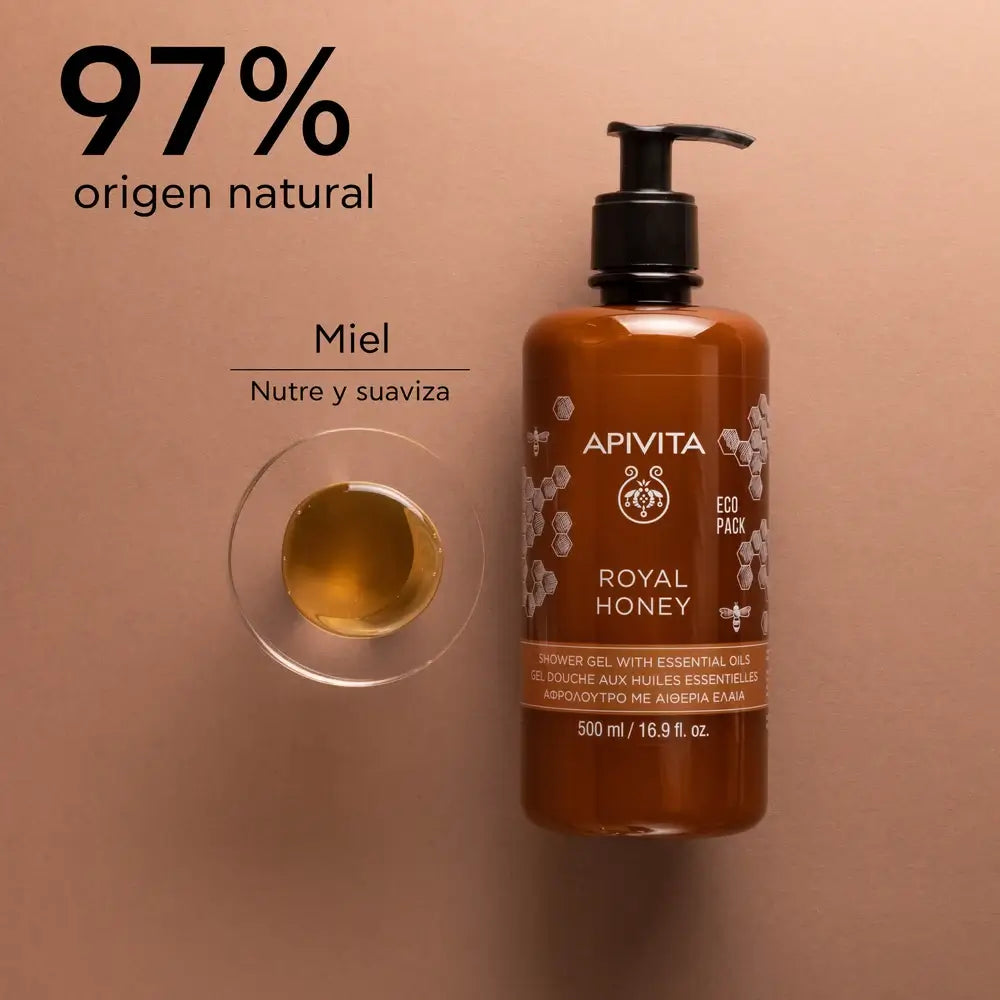 APIVITA Gel doccia cremoso al miele reale con oli essenziali, 500 ml