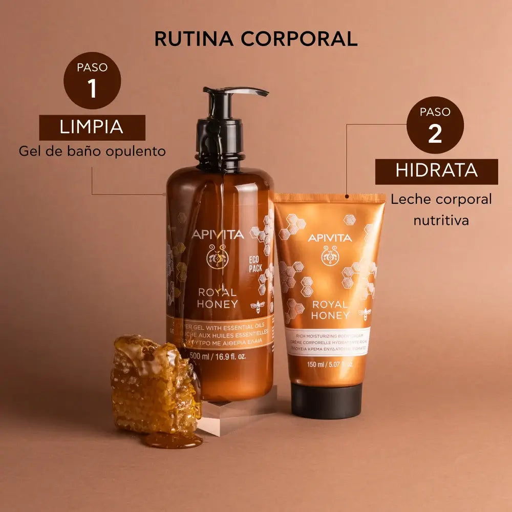 APIVITA Gel doccia cremoso al miele reale con oli essenziali, 500 ml