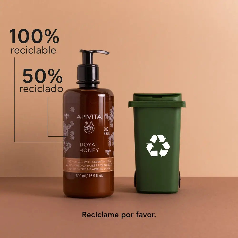 APIVITA Gel doccia cremoso al miele reale con oli essenziali, 500 ml