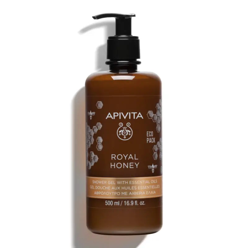 APIVITA Gel doccia cremoso al miele reale con oli essenziali, 500 ml