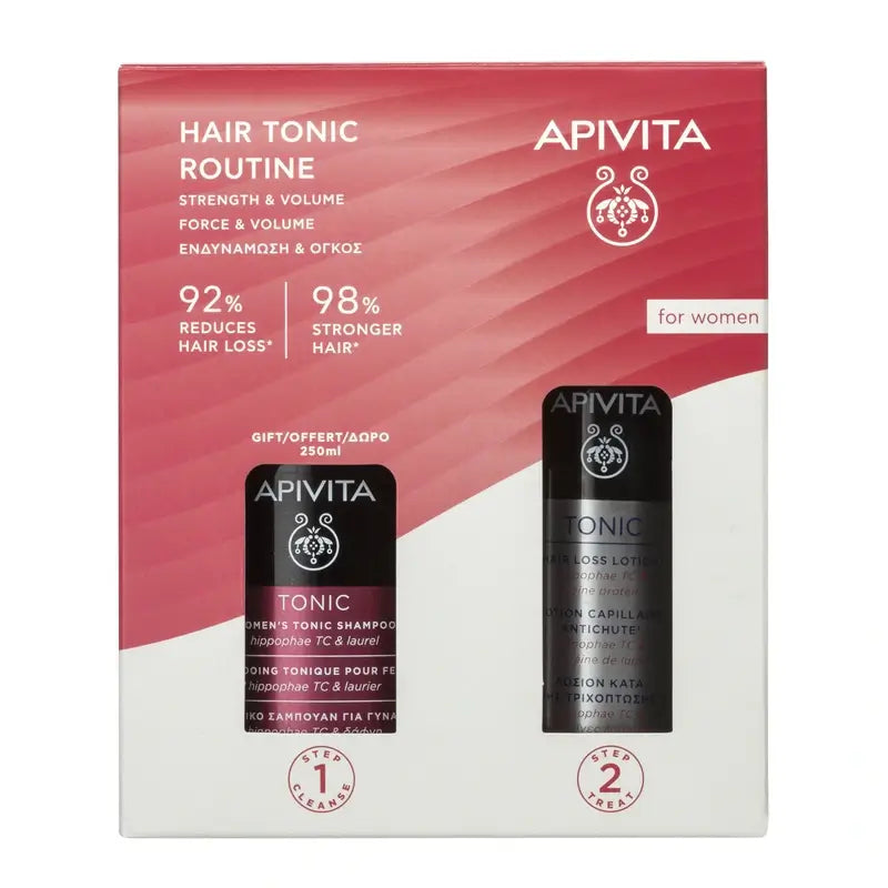 Apivita Tonic Promo Donna Hair Routine Lozione anti-caduta, 150 Ml + Shampoo tonico in omaggio 250Ml
