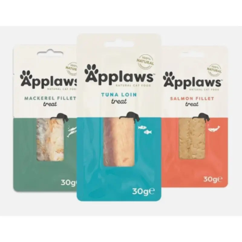 Applaws Snack per gatti: filetto di sgombro, salmone e tonno misto, 12x30 g