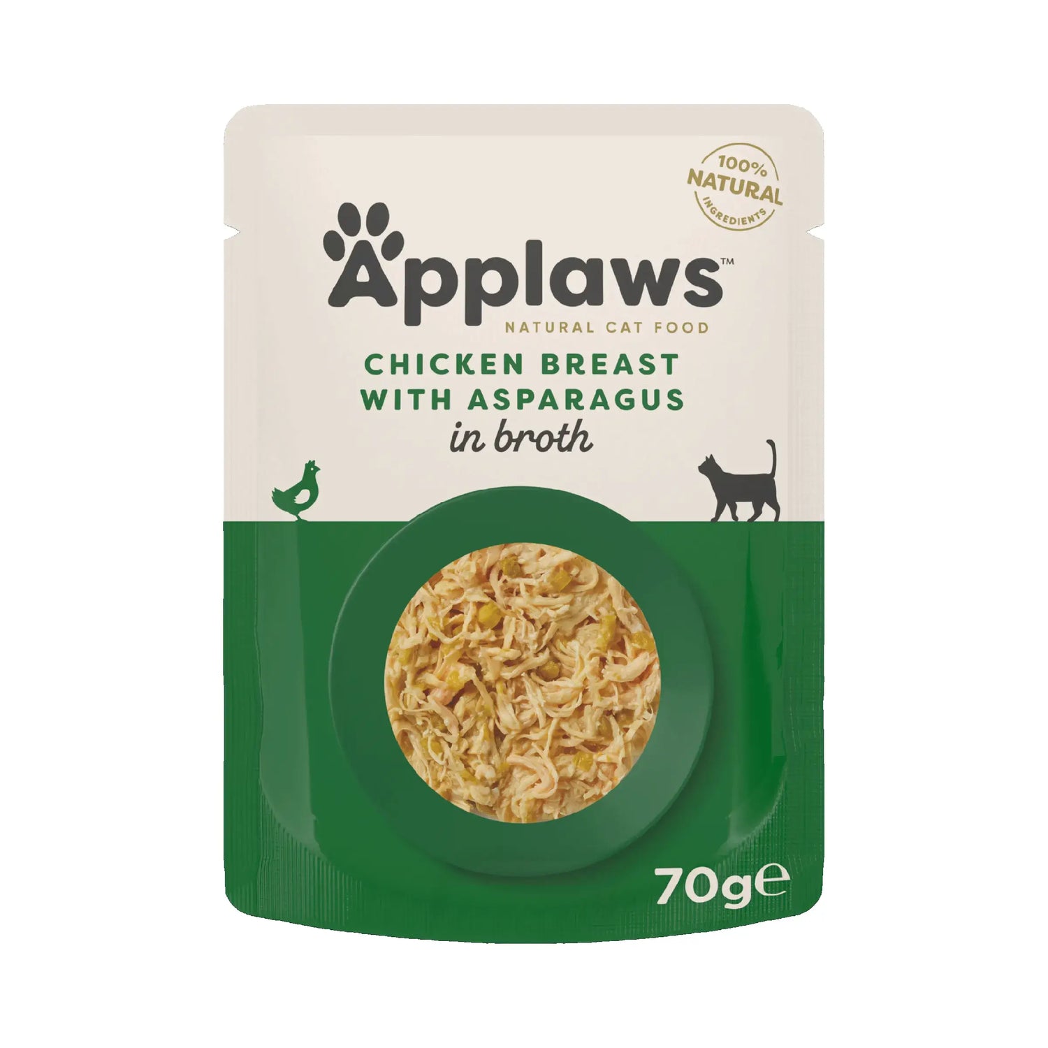 Busta di pollo per gatti Applaws con asparagi 12X70Gr