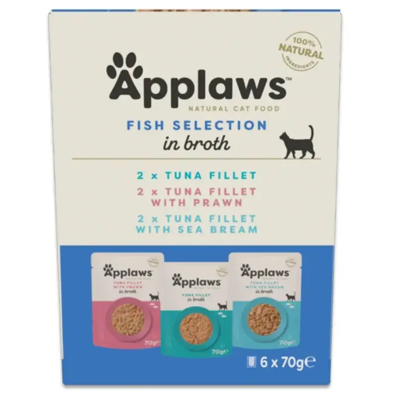 Applaws Cat - Confezione assortita con pesce e brodo, 6x70 g
