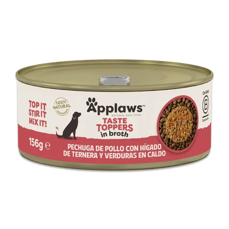 Lattina per cani Applaws Toper Chicken Higa Tern Verd Broth 12X156Gr