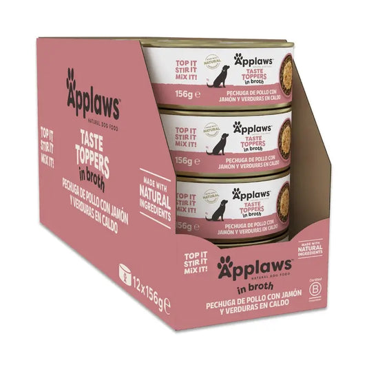 Applaws Dog Chicken Ham Vegetable Broth Topper Tin 12X156Gr