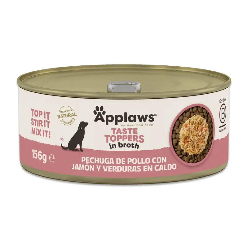 Applaws Dog Chicken Ham Vegetable Broth Topper Tin 12X156Gr