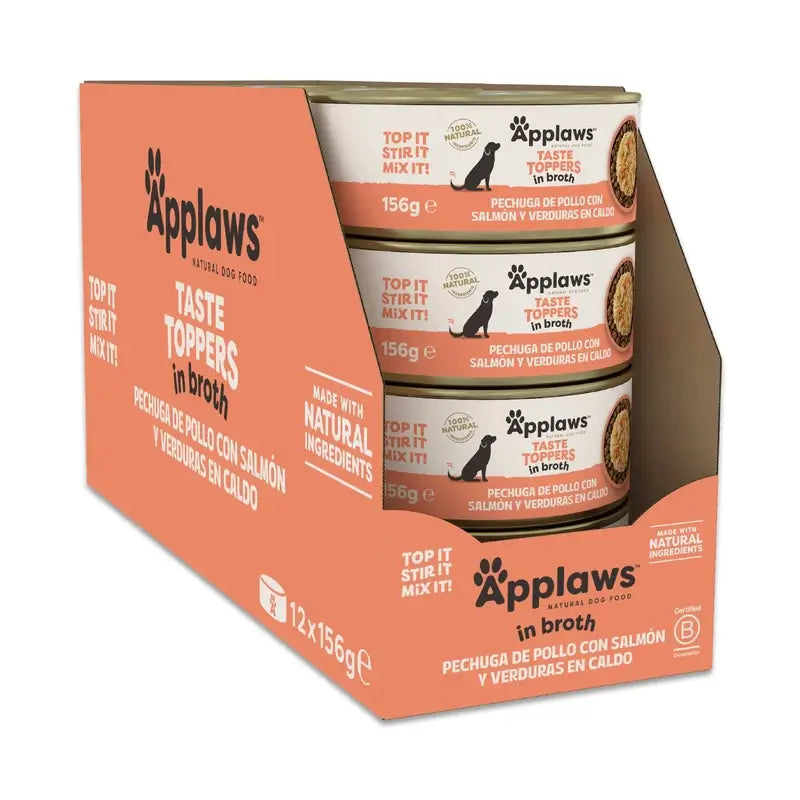 Applaws Dog Chicken Salmon Vegetable Broth Topper Lattina 12X156Gr