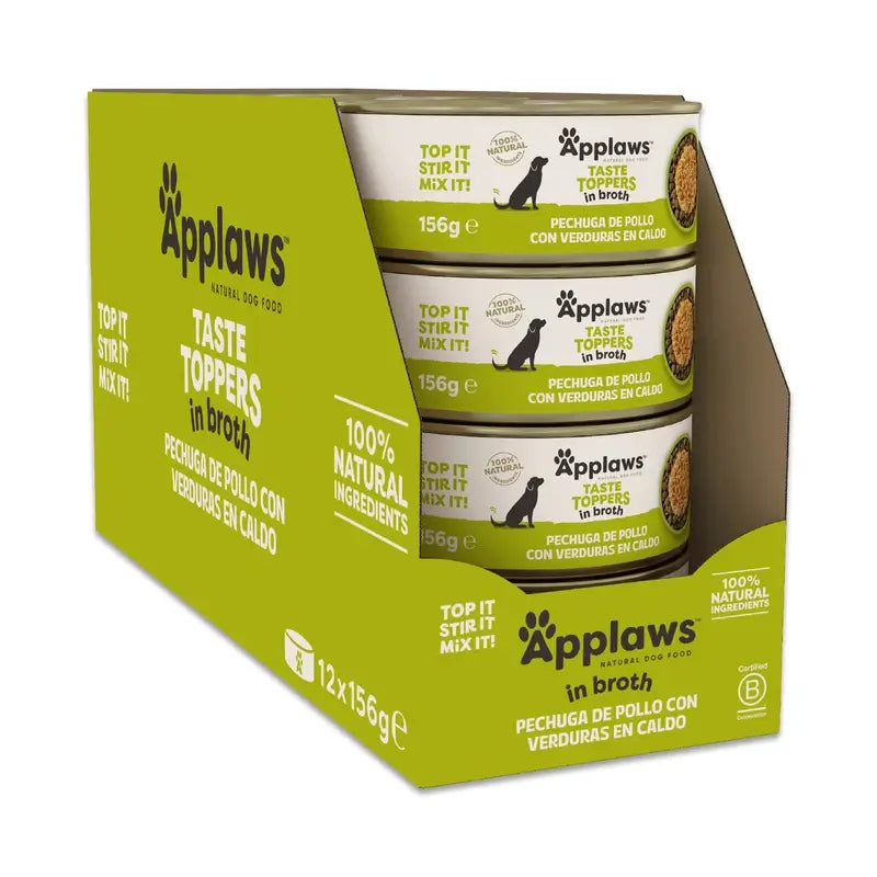 Applaws Dog Chicken Vegetable Broth Topper Tin 12X156Gr
