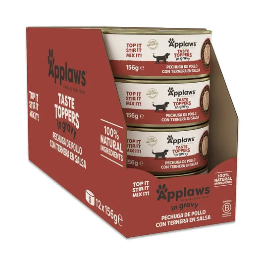Applaws Dog Topper Tin Pollo e manzo in salsa 12X156Gr