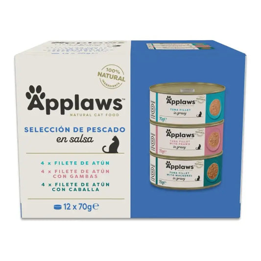 Applaws Cat - Lattina "Selezione di pesce in salsa" - Confezione multipack, 12 x 70 g