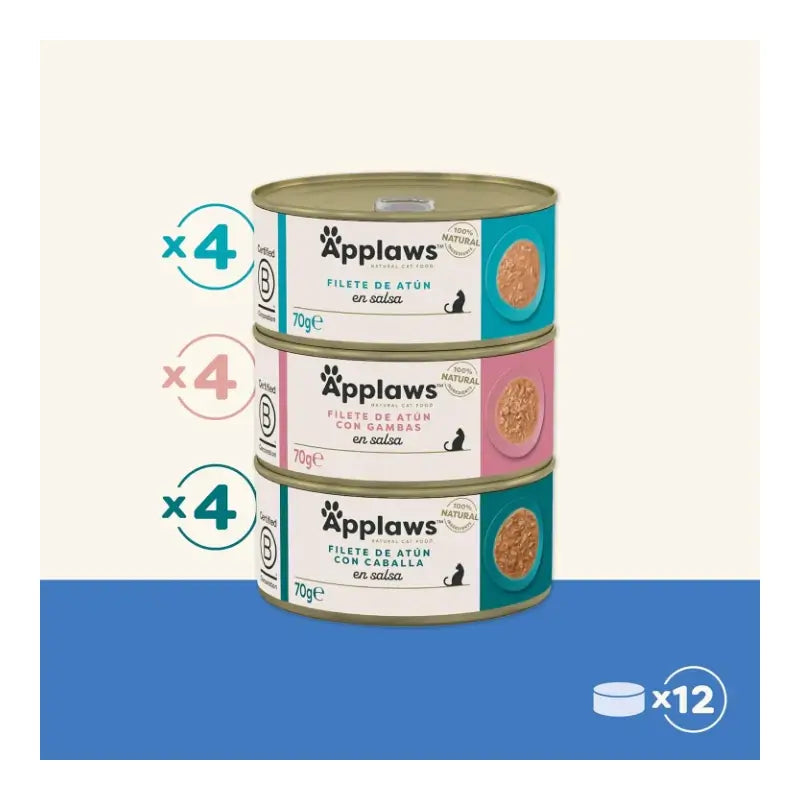 Applaws Cat - Lattina "Selezione di pesce in salsa" - Confezione multipack, 12 x 70 g