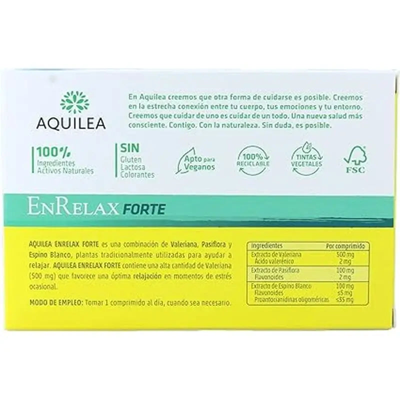 Aquilea Enrelax Forte 500 mg Valeriana + Biancospino + Passiflora, 30 compresse
