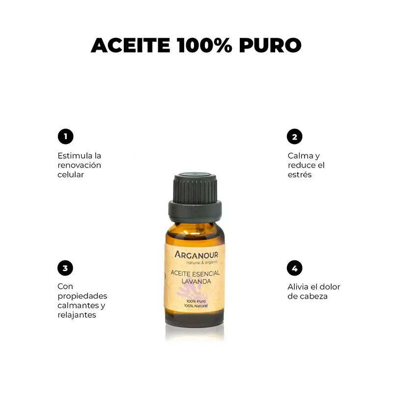 Olio essenziale di Arganour Olio essenziale di lavanda, 15 Ml