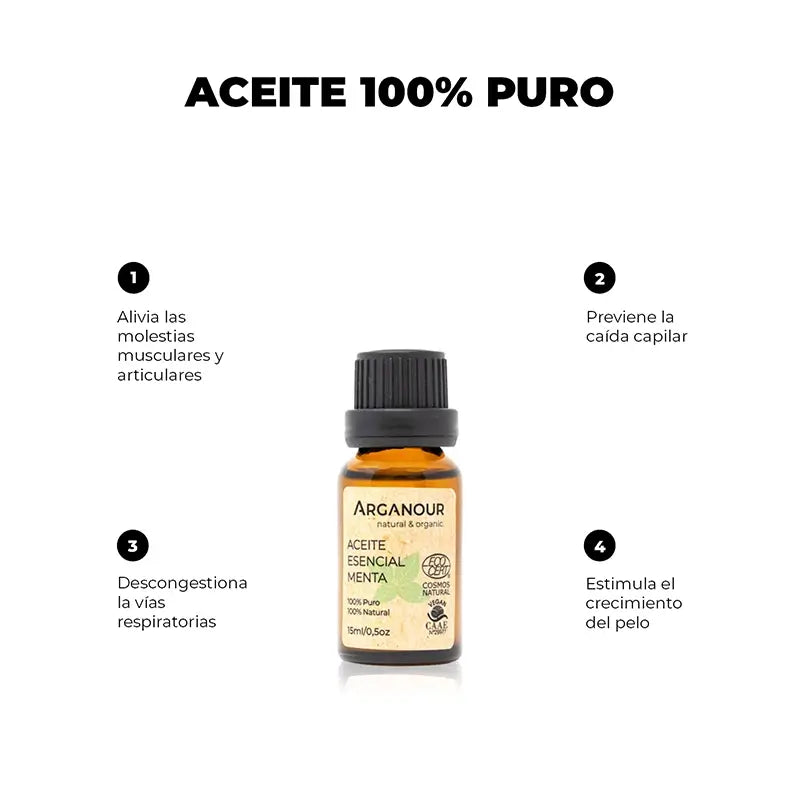 Olio essenziale di Arganour Olio essenziale di menta piperita, 15 Ml