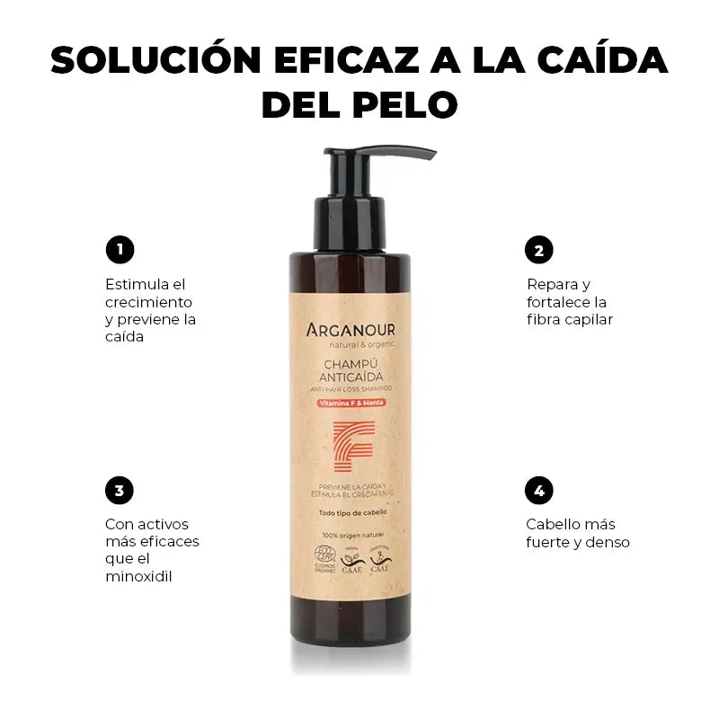 Arganour Shampoo Capillare Anticaduta Senza Solfati, 200 Ml