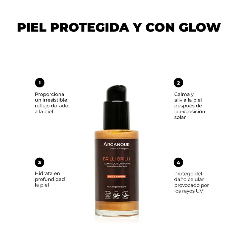 Arganour Body Brilli Brilli - Illuminante naturale per il corpo, 100 Ml