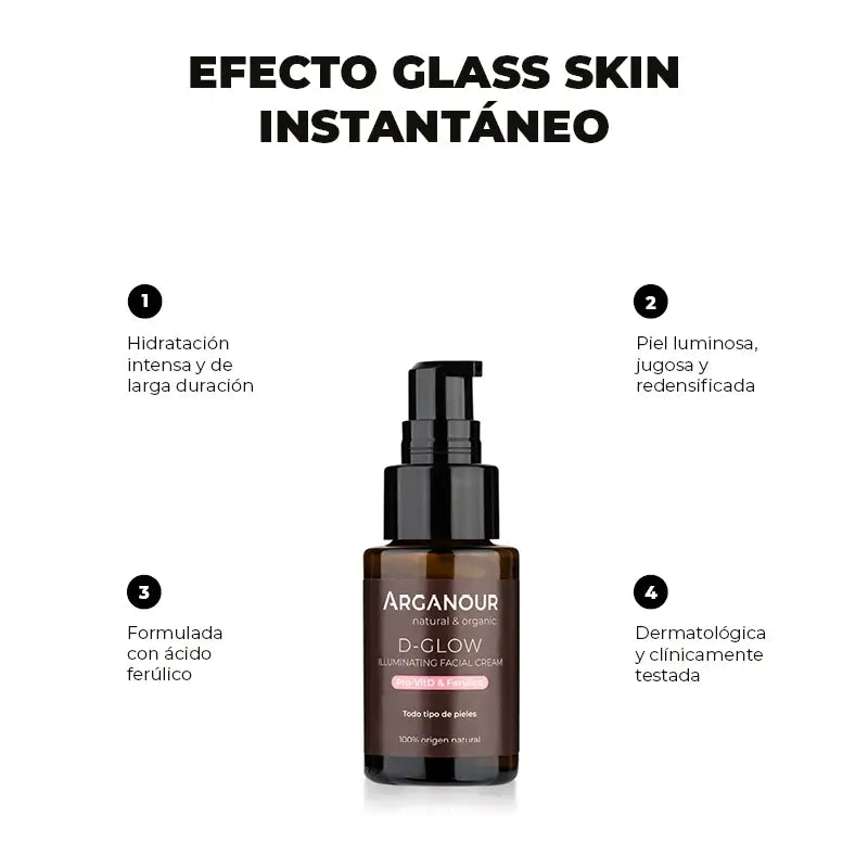 Arganour D-Glow - Crema viso illuminante, 30 Ml